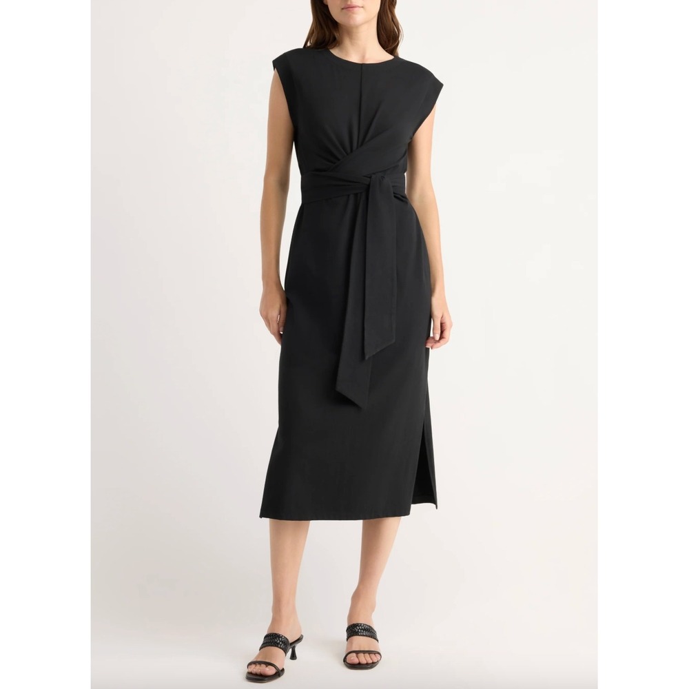 MODERN CITIZEN Fei Tie-Front Organic Cotton Midi Dress